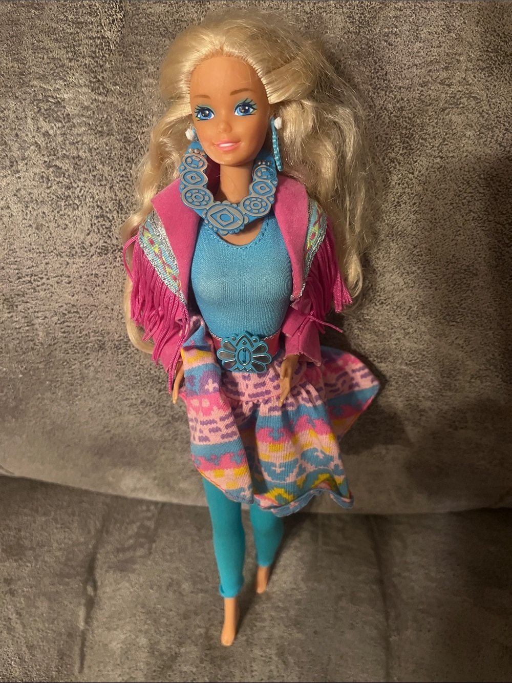 Vintage 1989 Western Fun Barbie Doll #9932 Mattel Near Complete